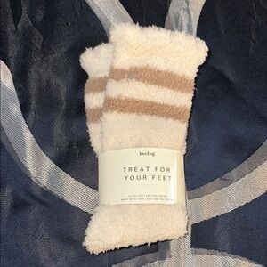 Lovebug Cream and Tan Striped Socks